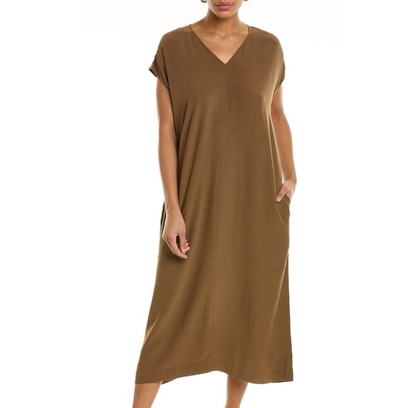 Eileen Fisher Tencel maxi dress brown size small - Picture 1 of 6
